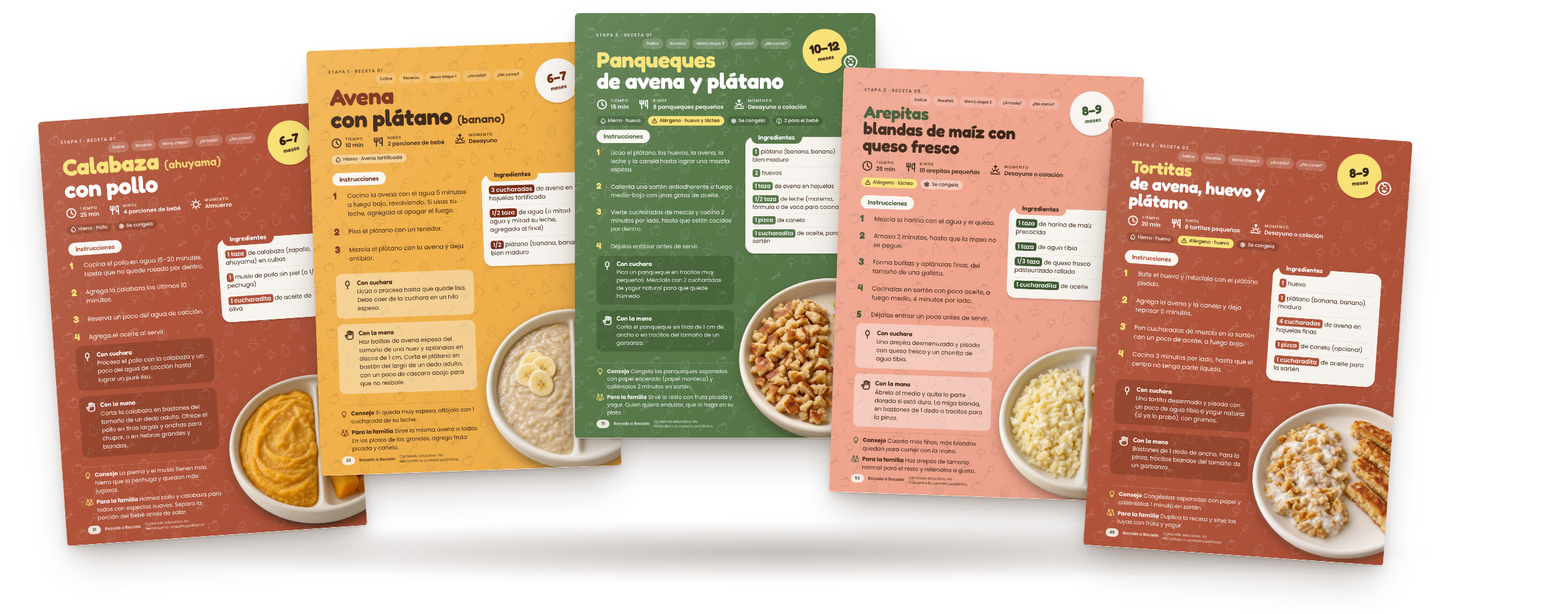 Cinco páginas de recetas del recetario